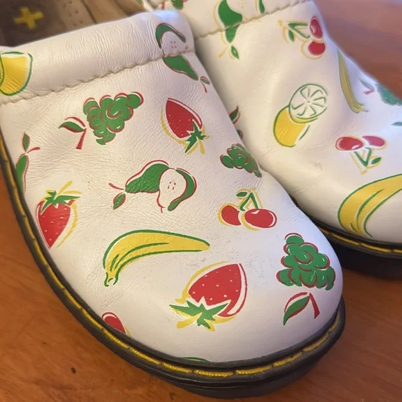 Dr. Martens White Fruit Print Clogs - Picture 4 of 5